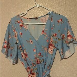 SHEIN Light Blue Floral Midi Dress